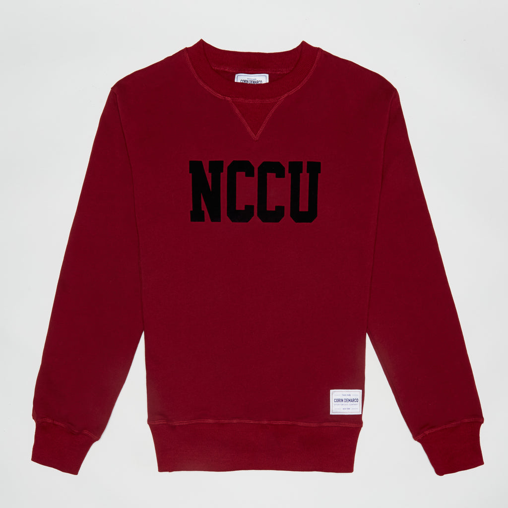 NCCU Velvet Letter Crewneck - CORIN DEMARCO