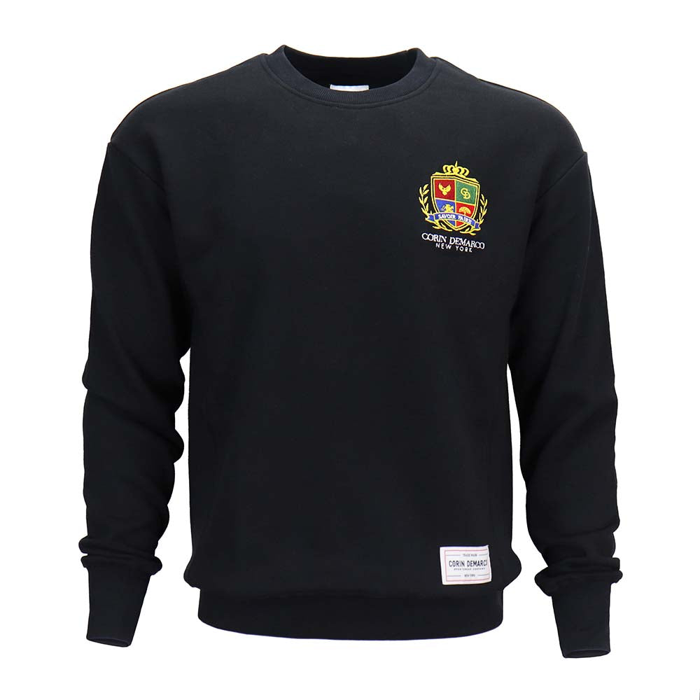 Corin DeMarco x Savoir Faire Crest Logo Crewneck - CORIN DEMARCO