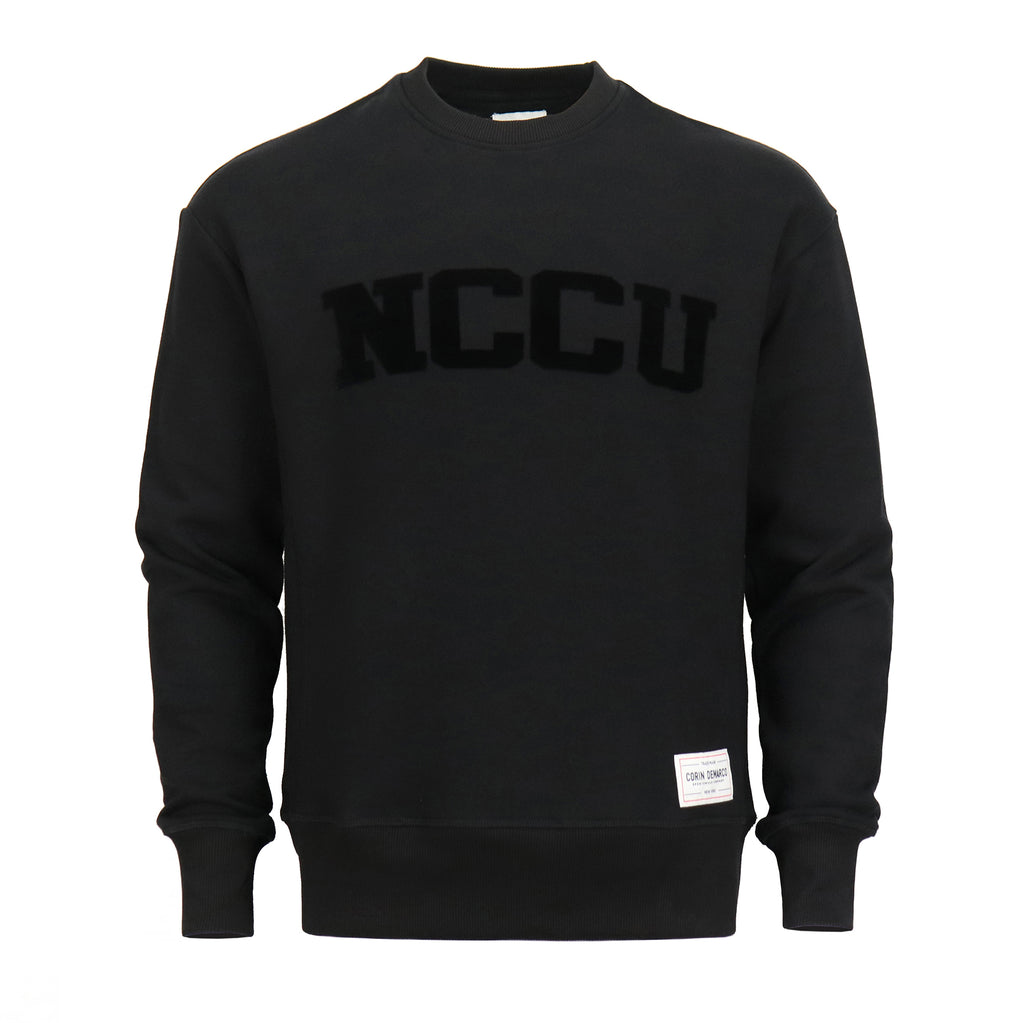 NCCU Ultra Black Velvet Sweatshirt - CORIN DEMARCO